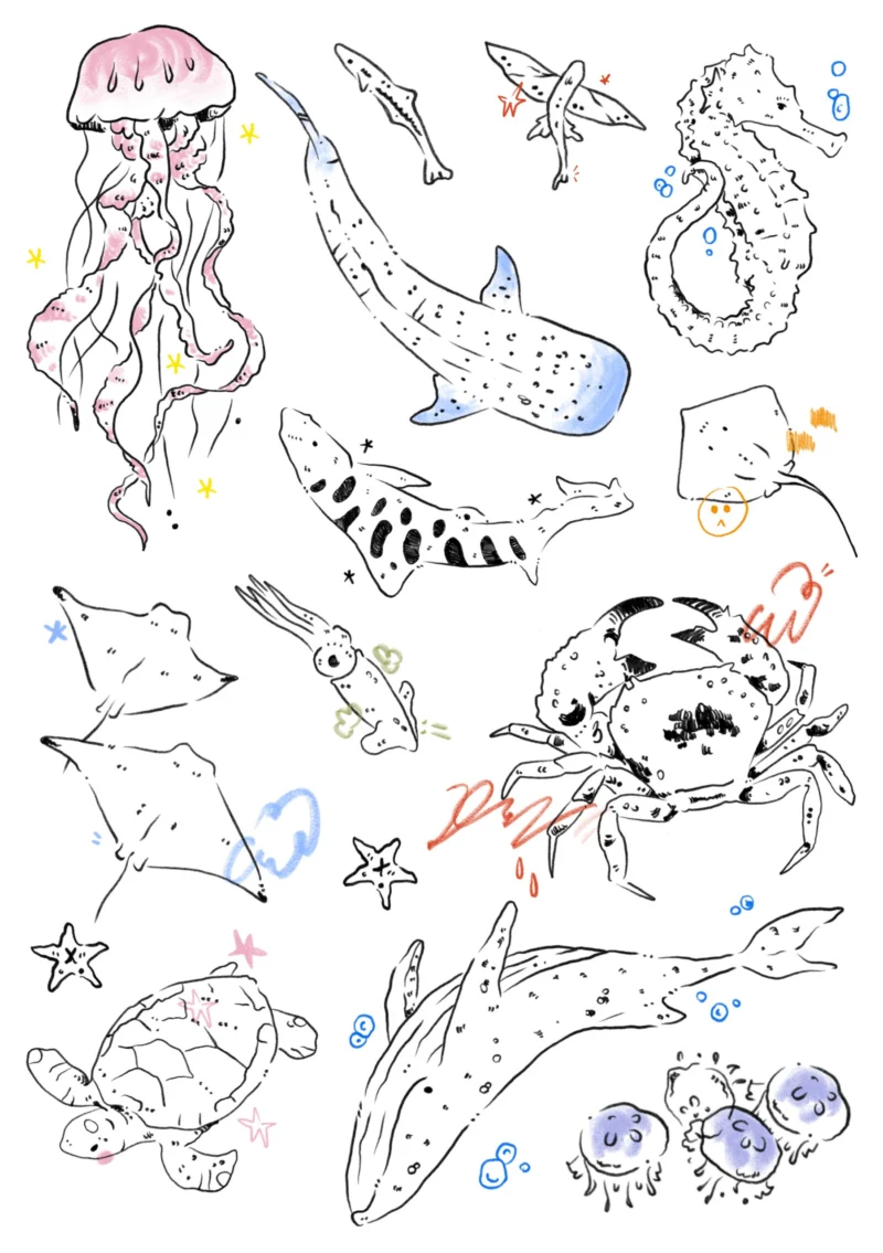 sea tattoo Marine life temporary tattoo